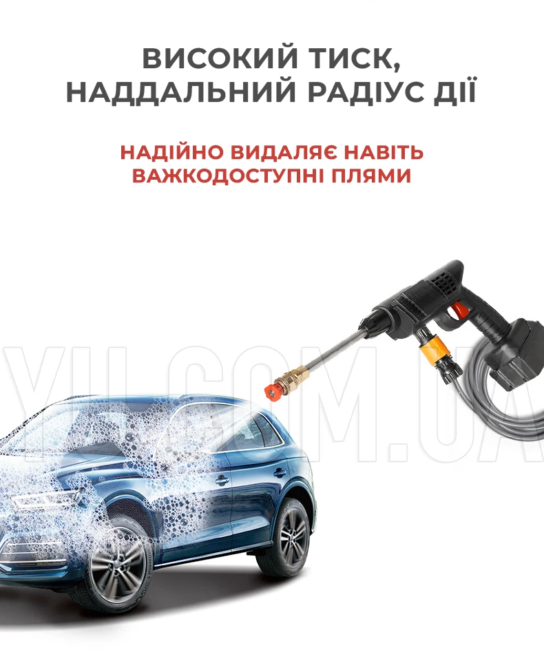 Портативна автомобільна мийка високого тиску акумуляторна 24V з кейсом для зберігання (два акумулятори)